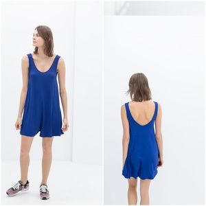 ZARA Jumpsuit with straps:Blue, Yellow, US S/EUR S